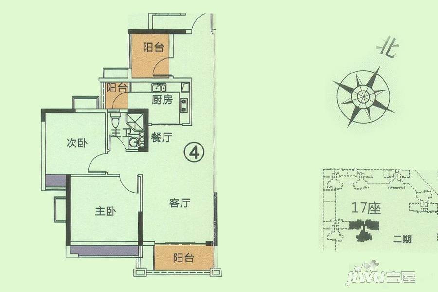 龙光·君悦龙庭3室2厅1卫84㎡户型图