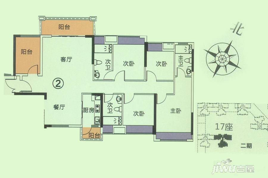 龙光·君悦龙庭5室2厅3卫142㎡户型图