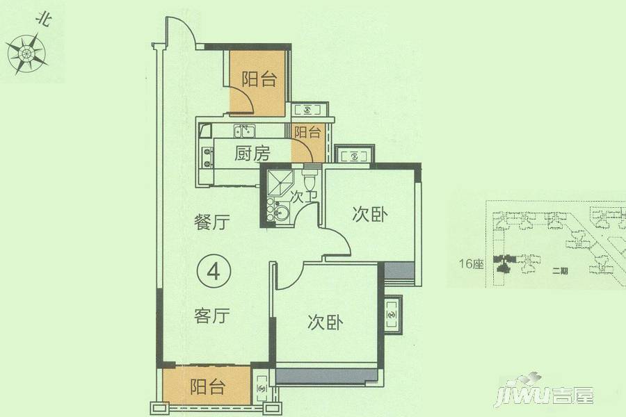 龙光·君悦龙庭3室2厅1卫84㎡户型图