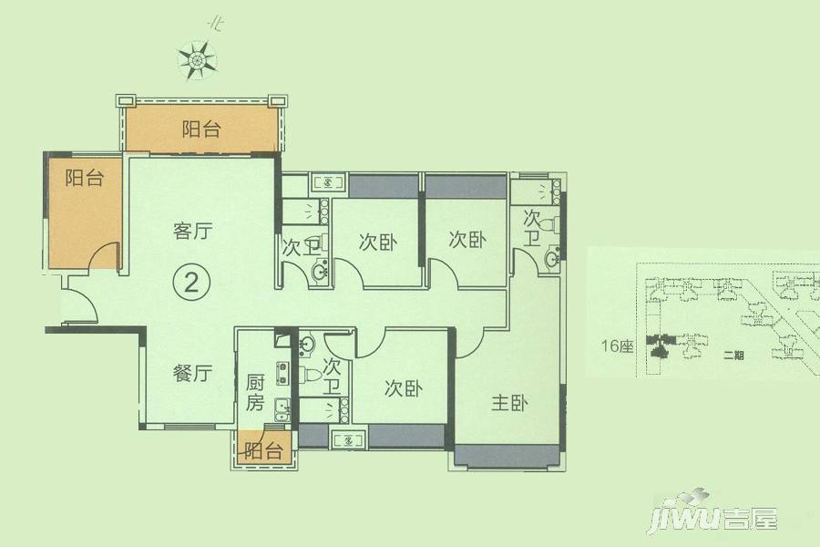 龙光·君悦龙庭5室2厅3卫137㎡户型图