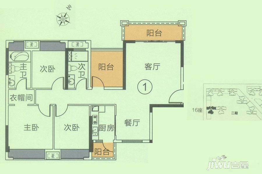 龙光·君悦龙庭4室2厅2卫113㎡户型图