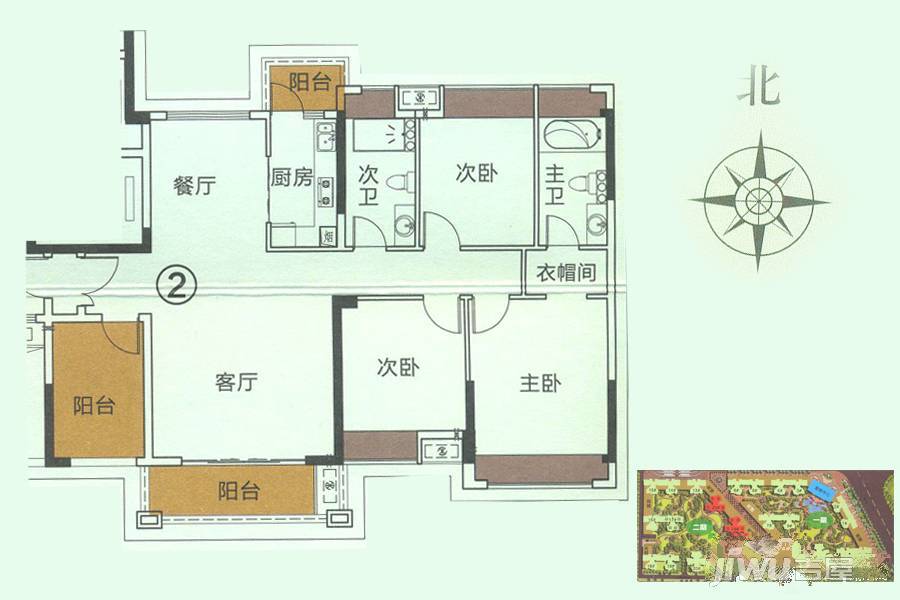 龙光·君悦龙庭4室2厅2卫129㎡户型图