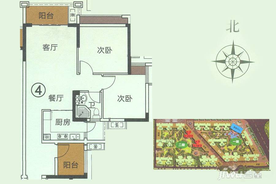 龙光·君悦龙庭3室2厅1卫84㎡户型图