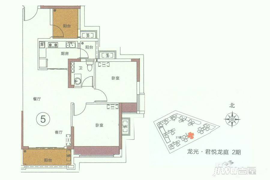 龙光·君悦龙庭3室2厅1卫82㎡户型图