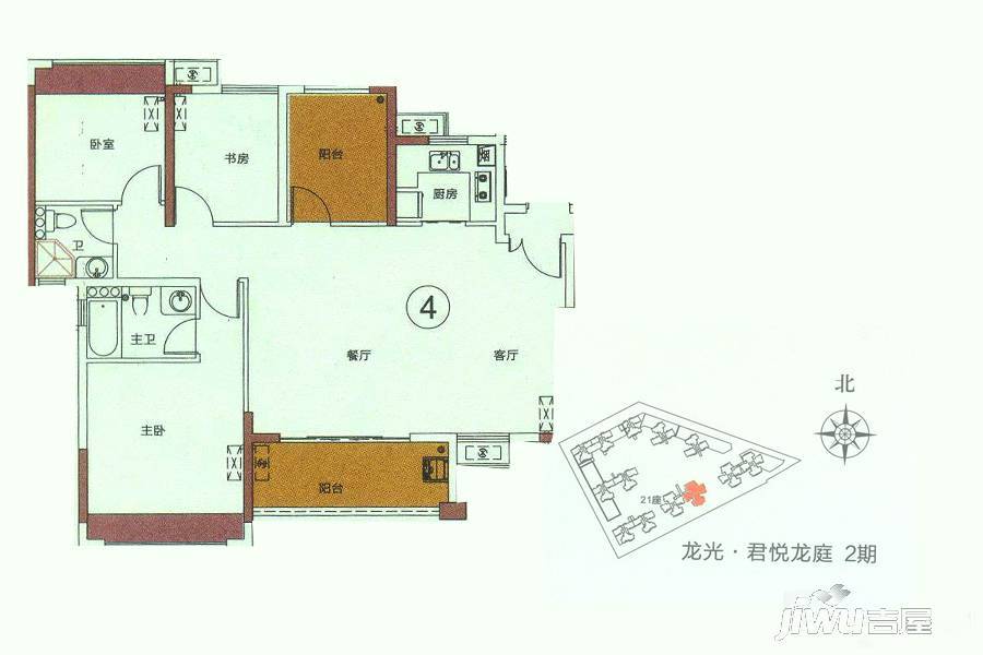 龙光·君悦龙庭4室2厅2卫114㎡户型图