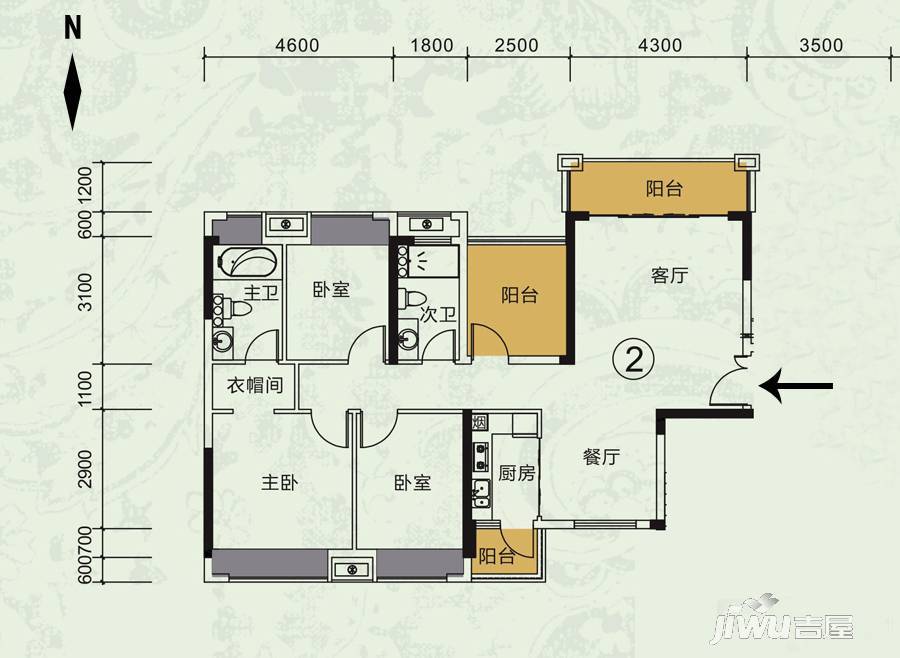 龙光·君悦龙庭4室2厅2卫116㎡户型图