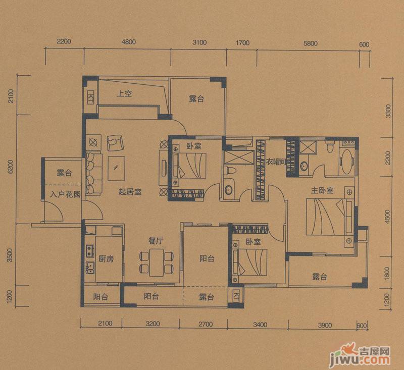 依云上城3室2厅2卫156㎡户型图