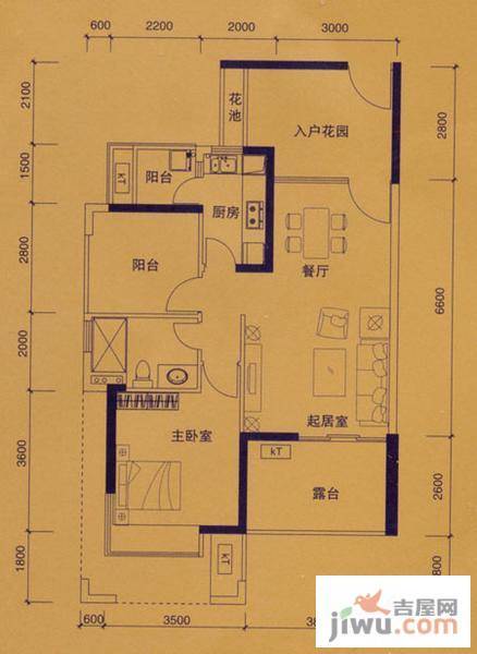 依云上城1室2厅1卫79㎡户型图