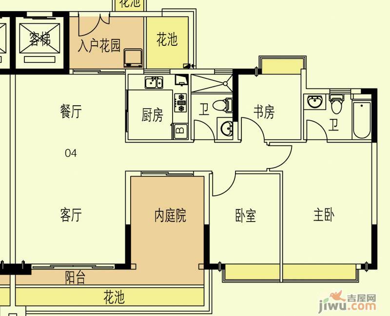 东海国际花园3室2厅2卫118.9㎡户型图