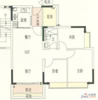 东海国际花园3室2厅1卫80㎡户型图