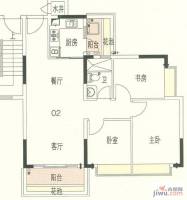 东海国际花园3室2厅1卫83.8㎡户型图