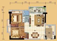科恒·岭南水岸2室2厅1卫69㎡户型图