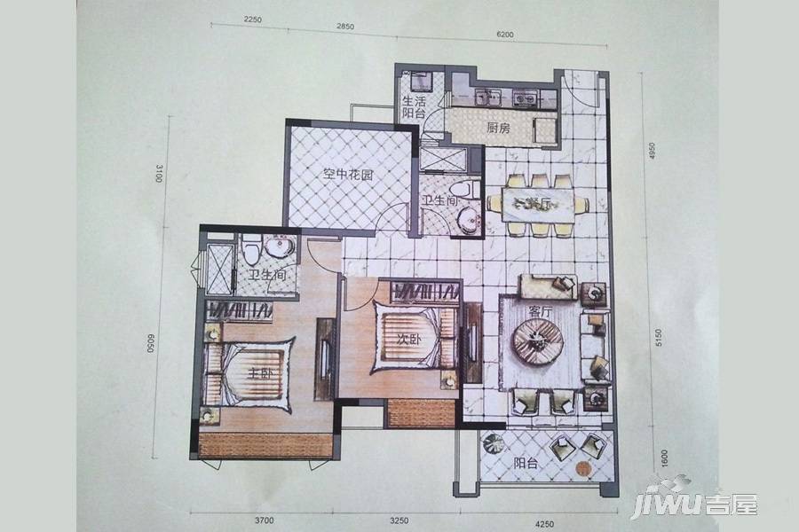 领地·海纳豪苑3室2厅2卫110㎡户型图