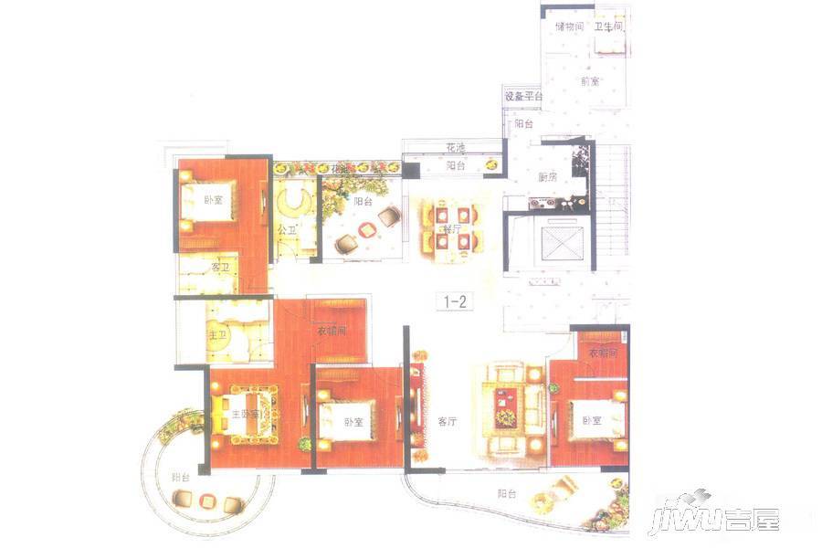 中海金沙水岸5室2厅3卫270㎡户型图