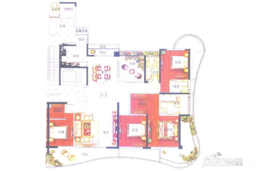 中海金沙水岸5室2厅3卫270㎡户型图