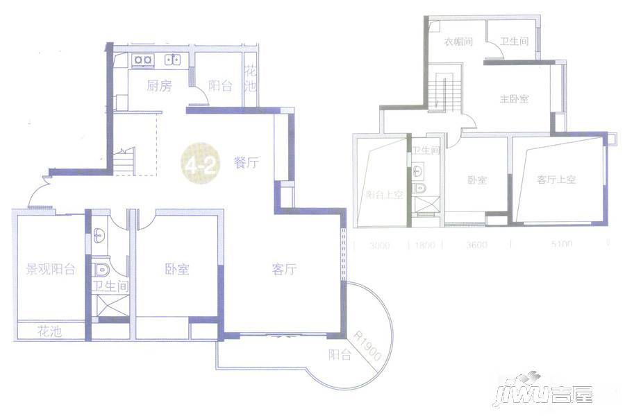 中海金沙水岸5室2厅3卫208㎡户型图