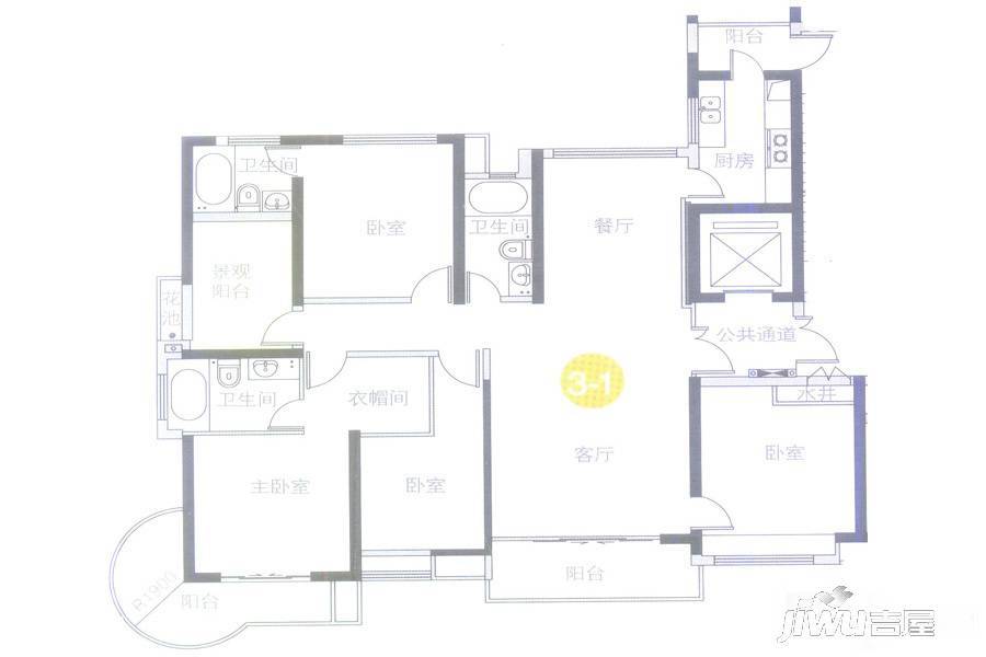 中海金沙水岸5室2厅3卫193㎡户型图