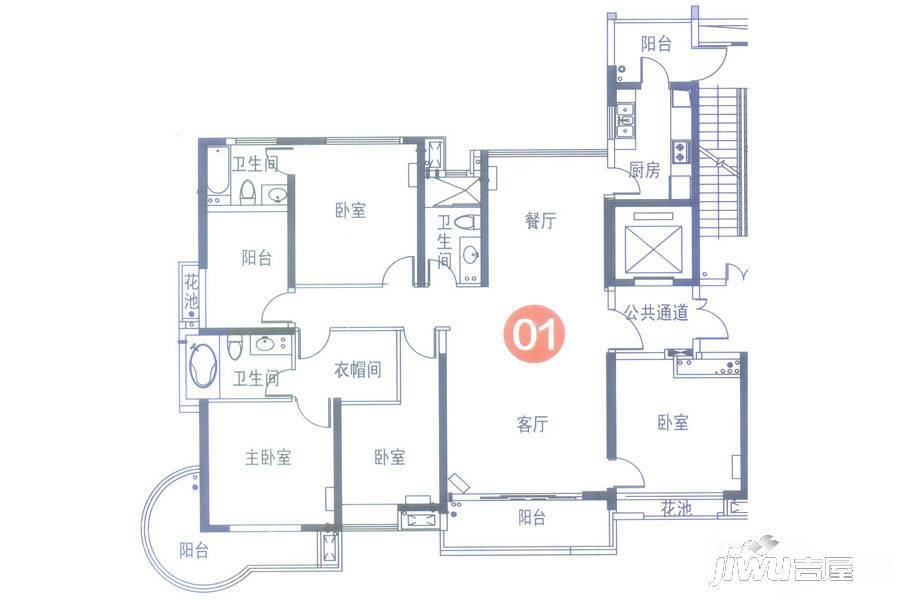 中海金沙水岸5室2厅3卫190㎡户型图