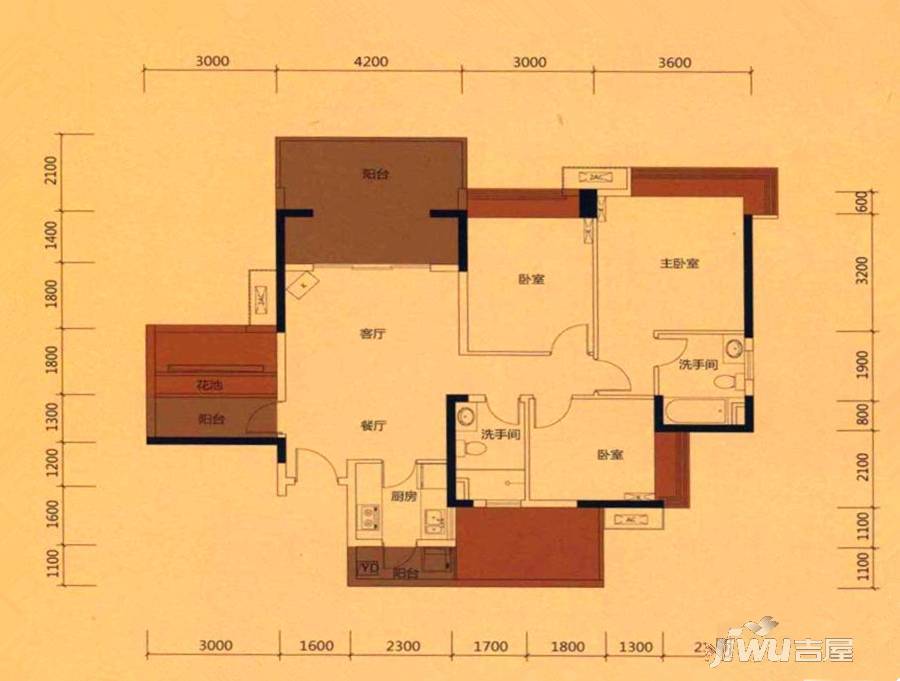 山水一品花园3室2厅2卫112㎡户型图