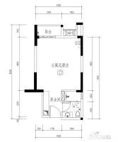 银钻广场1室1厅1卫40.8㎡户型图