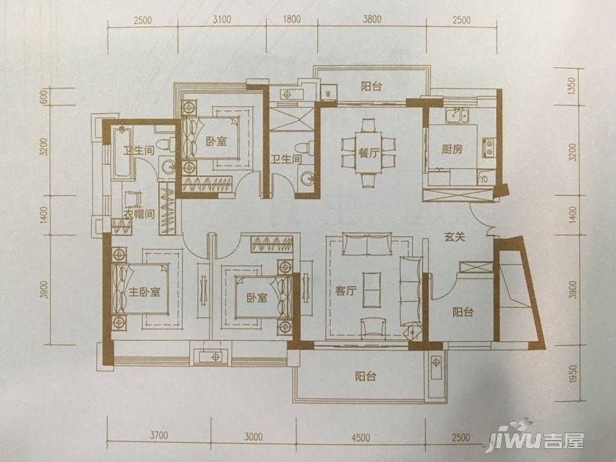 招商臻园4室2厅2卫157㎡户型图