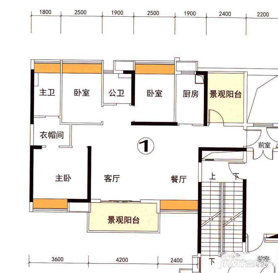 保利珑门3室2厅2卫118㎡户型图