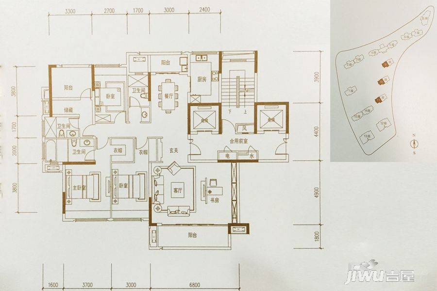 融创湖滨世家4室2厅3卫176㎡户型图