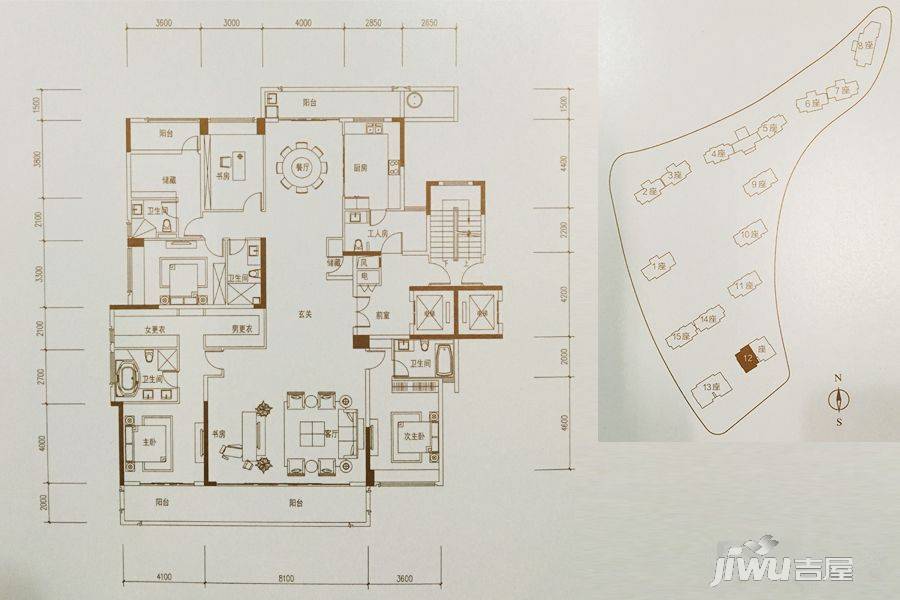 融创湖滨世家5室2厅4卫301㎡户型图