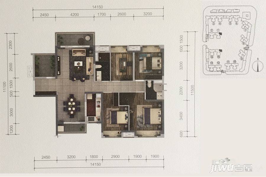 保利海德公园5室2厅2卫140㎡户型图