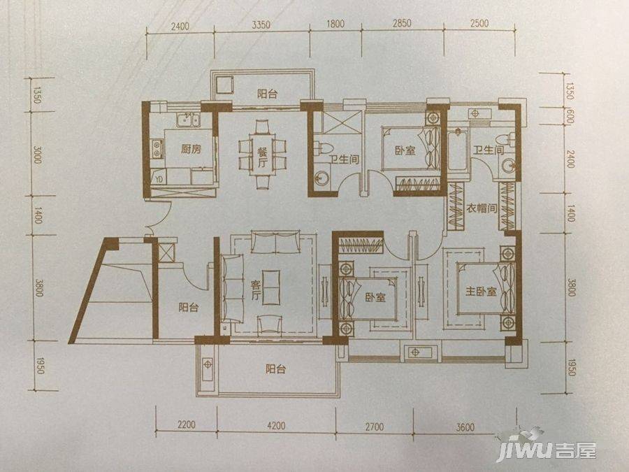 招商臻园4室2厅2卫143㎡户型图