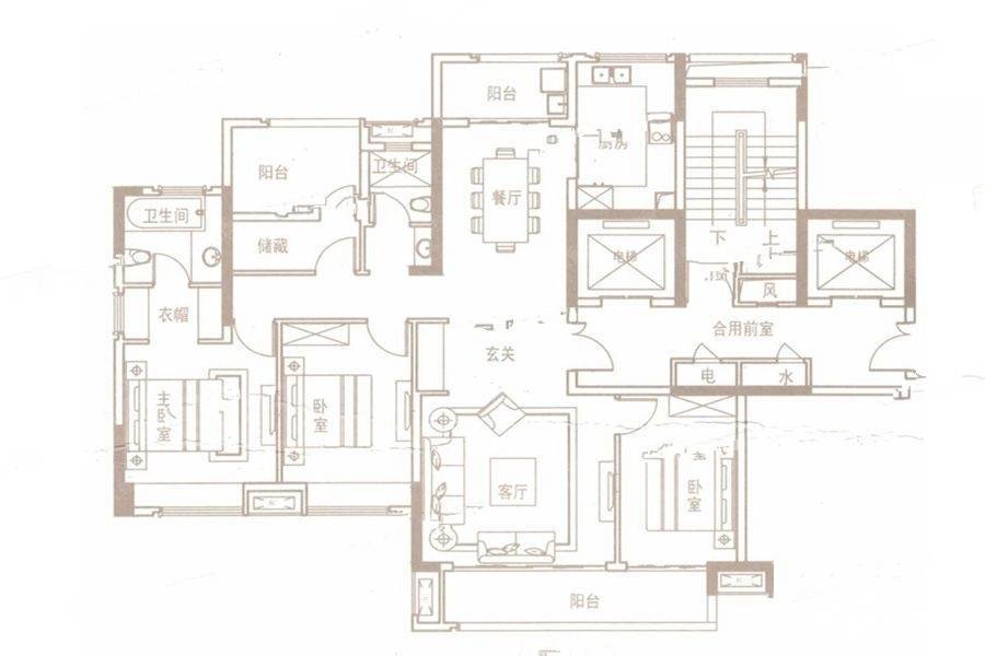 融创湖滨世家4室2厅2卫155㎡户型图