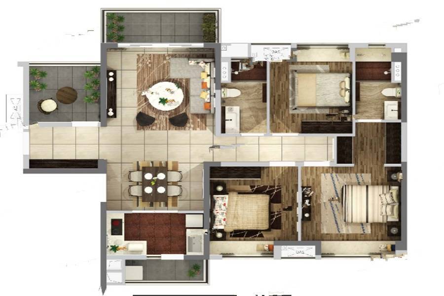 保利海德公园4室2厅2卫128㎡户型图