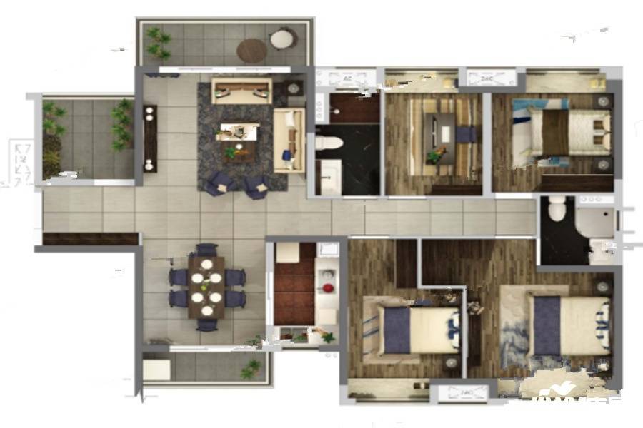 保利海德公园5室2厅2卫145㎡户型图