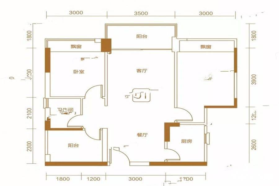 花曼丽舍3室2厅1卫82.7㎡户型图