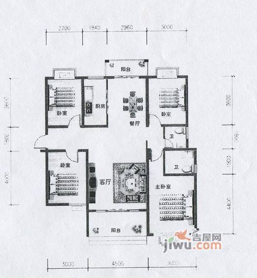 东城华庭4室2厅2卫132㎡户型图