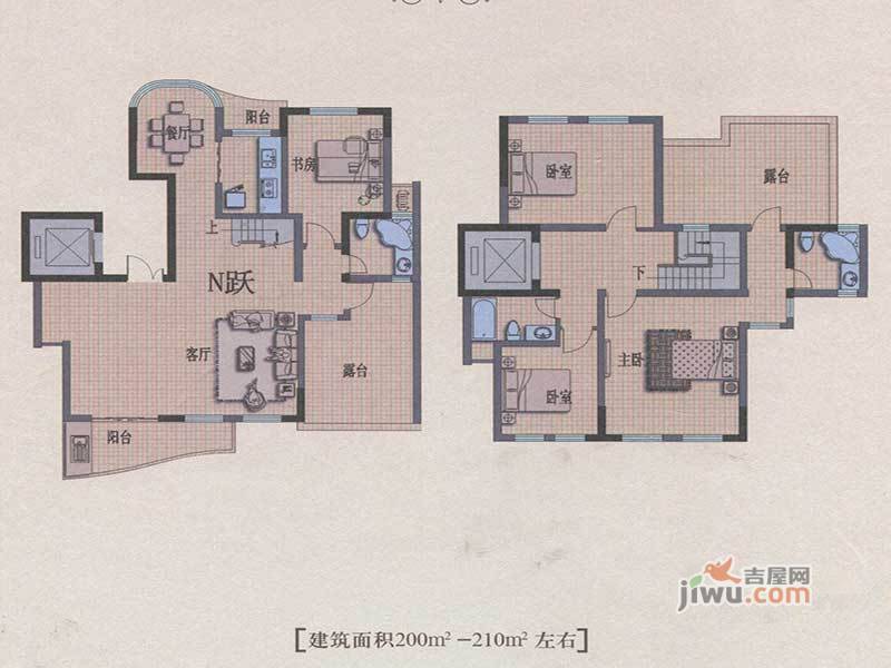 书香华庭3室2厅2卫130㎡户型图