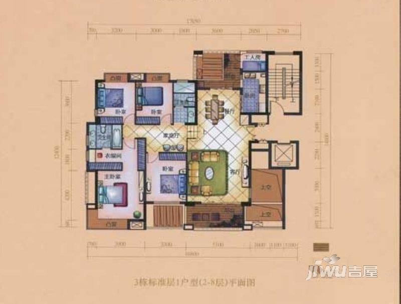 正源华府4室3厅2卫176.3㎡户型图