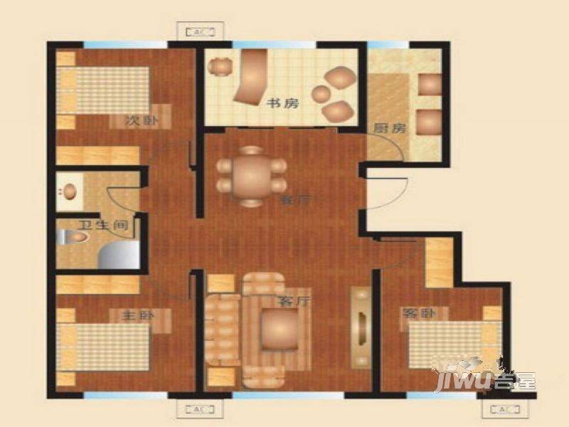 美罗城4室2厅1卫105㎡户型图