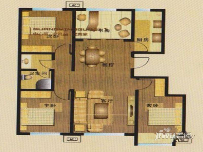 美罗城4室2厅1卫105㎡户型图