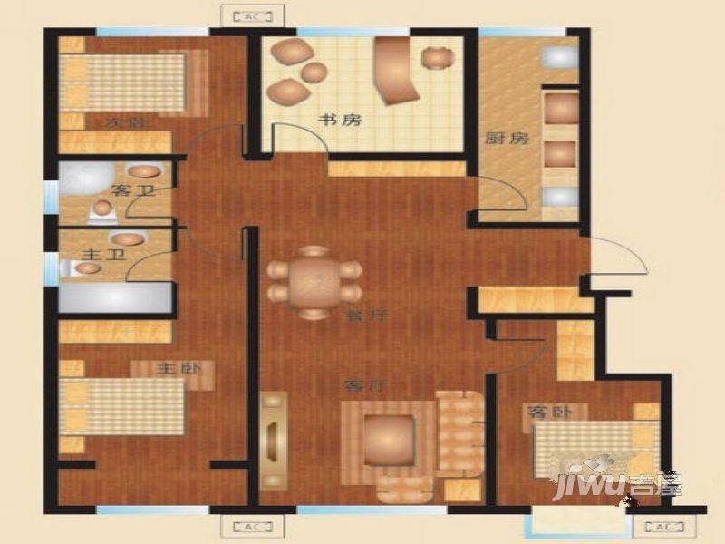 美罗城4室2厅2卫115㎡户型图