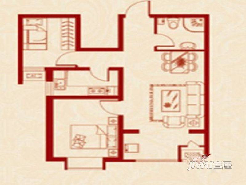 美罗城2室2厅1卫户型图