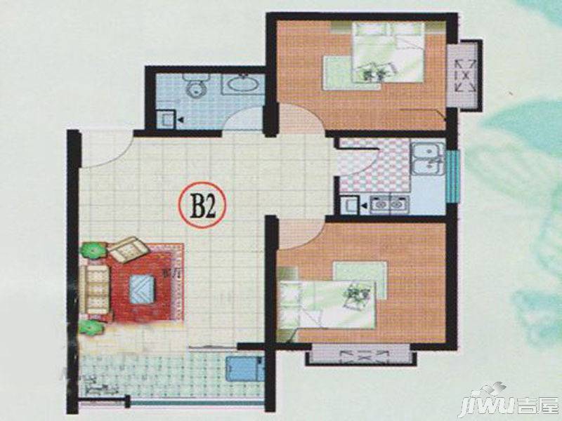 青城逸园2室2厅1卫81.3㎡户型图