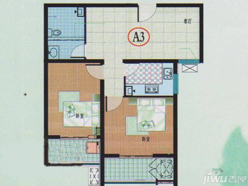 青城逸园3室2厅1卫93.2㎡户型图