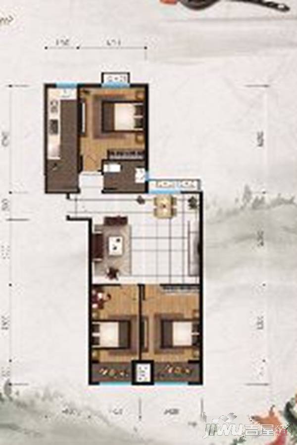 龙山君子居2室2厅1卫117.4㎡户型图