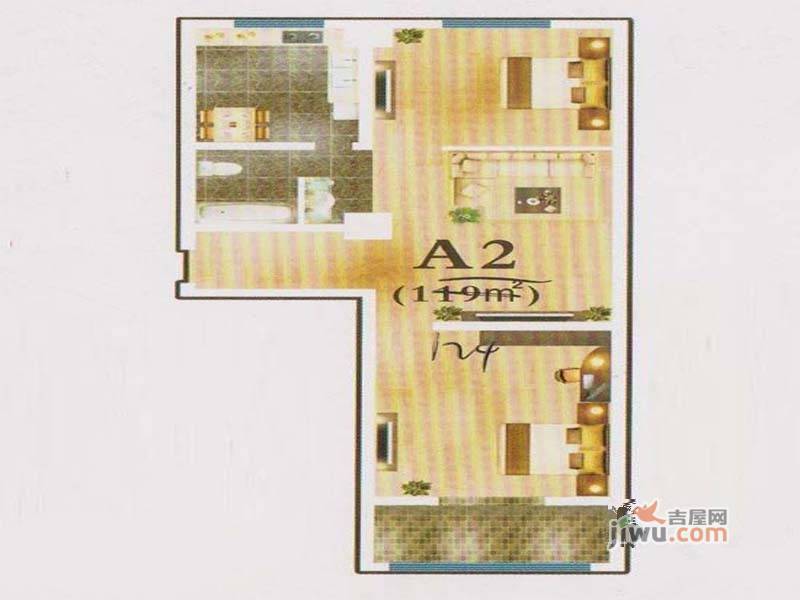 祥丰大厦2室2厅1卫124㎡户型图