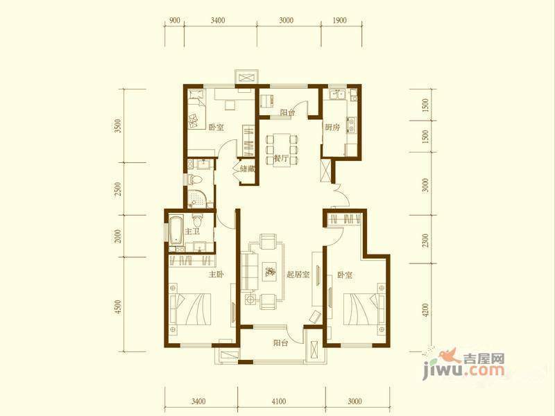 赵都华府普通住宅133.6㎡户型图