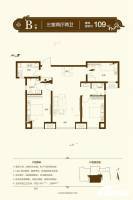 瑞城3室2厅2卫109㎡户型图