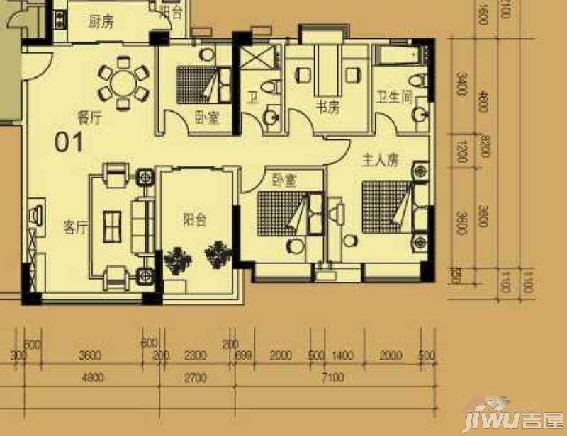 金汇城市广场4室2厅2卫154.7㎡户型图