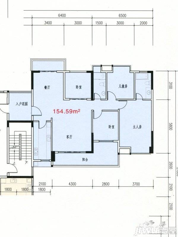 龙腾豪园4室2厅2卫154.6㎡户型图