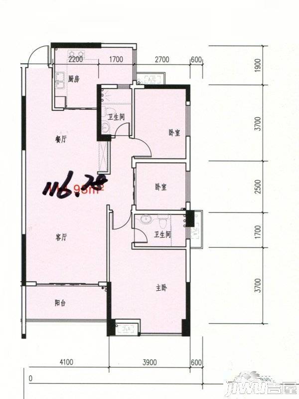 龙腾豪园3室2厅2卫116.3㎡户型图